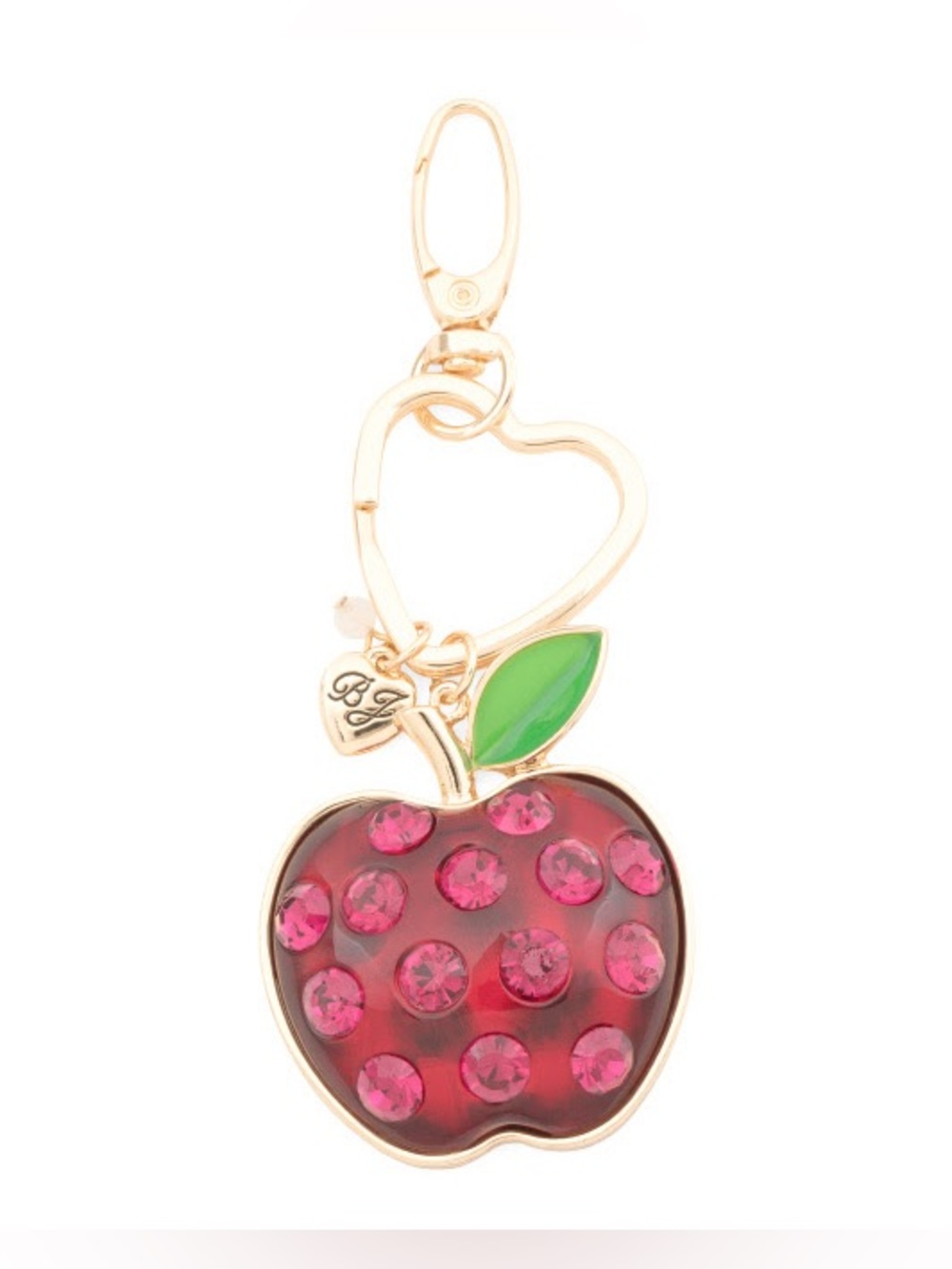 Betsey Johnson Crystal Apple Bag Charm/Key Fob NWT